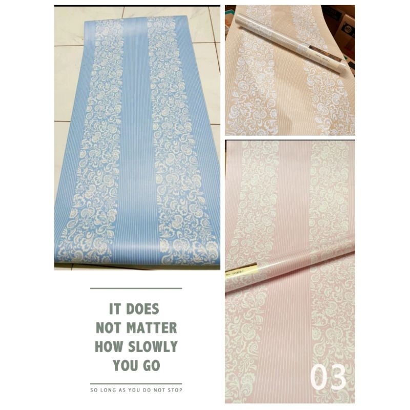 Wallpaper sticker dinding 45cmx 10m motif embos salur gh282 gh282-1 gh282-2 wallsticker batik salur 