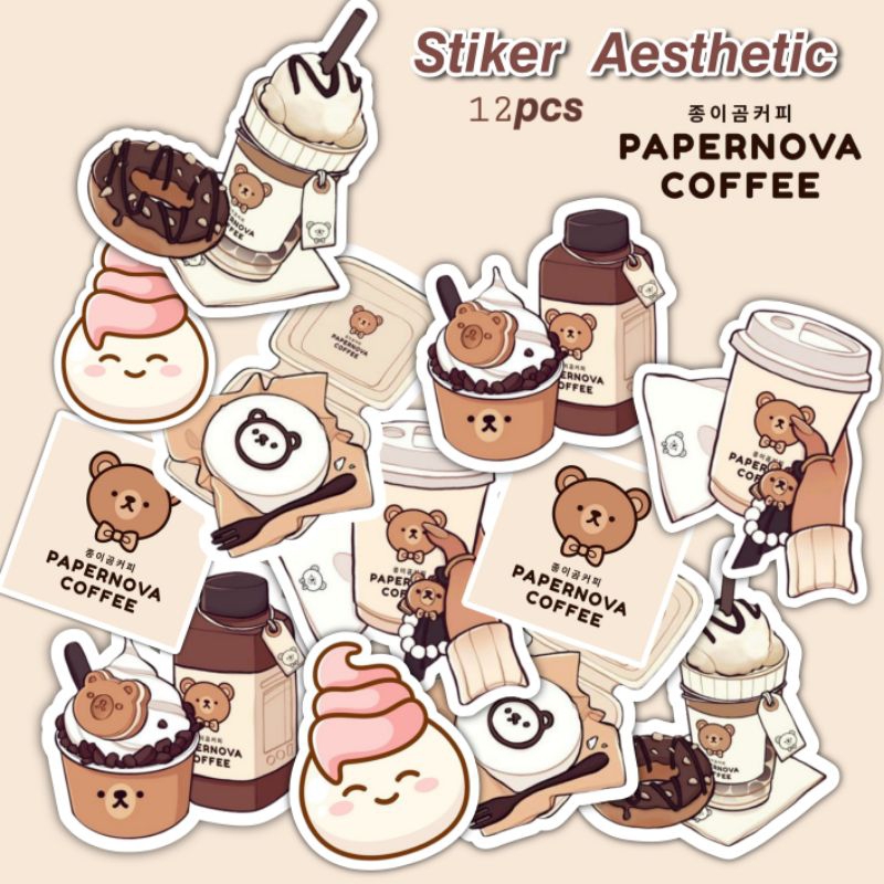 

Stiker aesthetic papernova coffe kawai cute