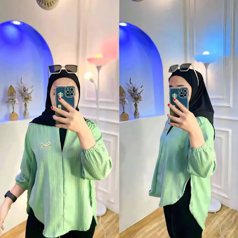 Livia Blouse Kemeja Outer Crinkle Airflow Premium Wanita