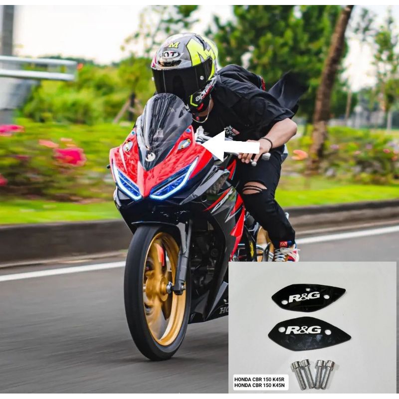 Mirror blank tutup lubang kaca spion depan CBR 150 K45N &amp; K45R bahan akrilik sepasang free baut 4 pcs