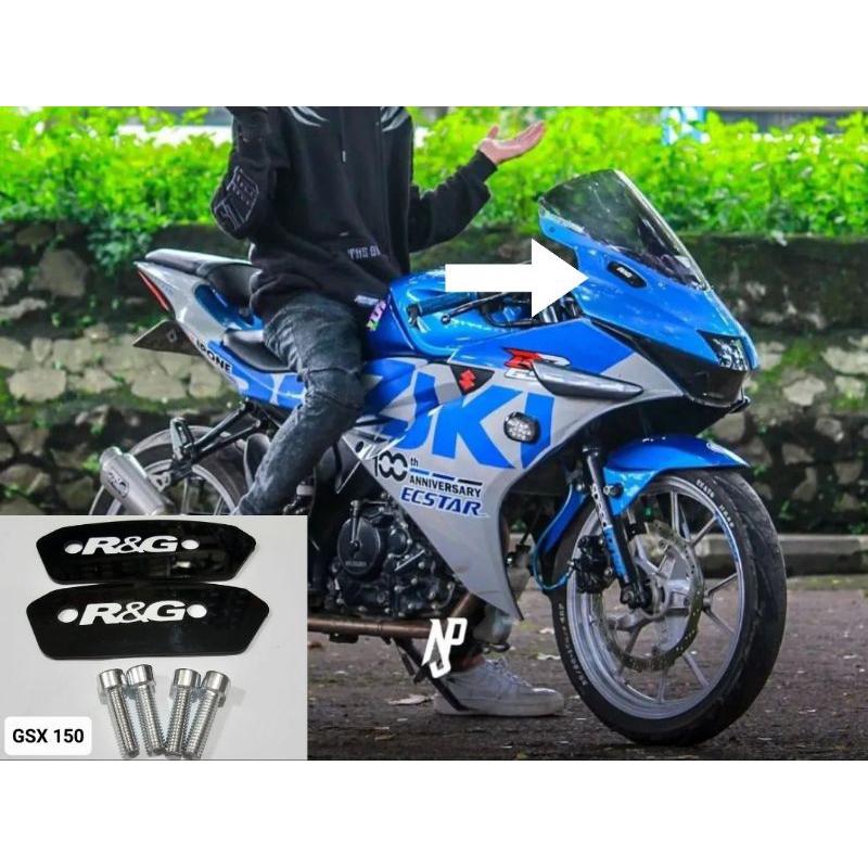 Mirorr blanking variasi penutup lubang spion depan suzuki GSX 150 R bahan akrilik kiri kanan free baut 4pcs