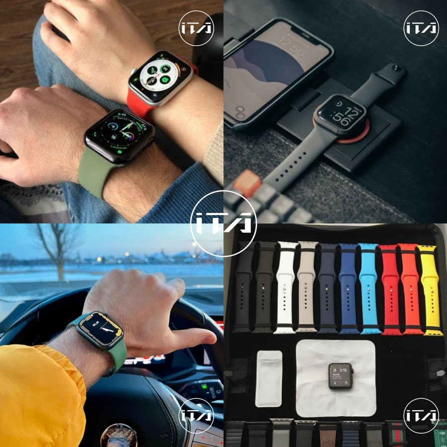 Tali Jam Apple Watch Ultra 8 7 6 5 4 3 2 1 SE Rubber SPORT Strap - TALI iWatch - BRACELET - STRAP SPORT BAND - GELANG iWatch - STRAP iWatch 49mm / 45mm / 44mm / 42mm / 41mm / 40mm / 38mm - Tali Jam iWatch Olahraga - Sport Strap