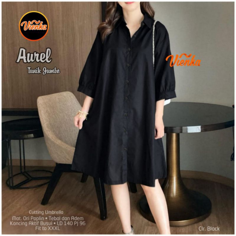 Aurel tunik jumbo katun poplin premium size xxxl/tunik jumbo umbrella xxxl/tunik katun poplin