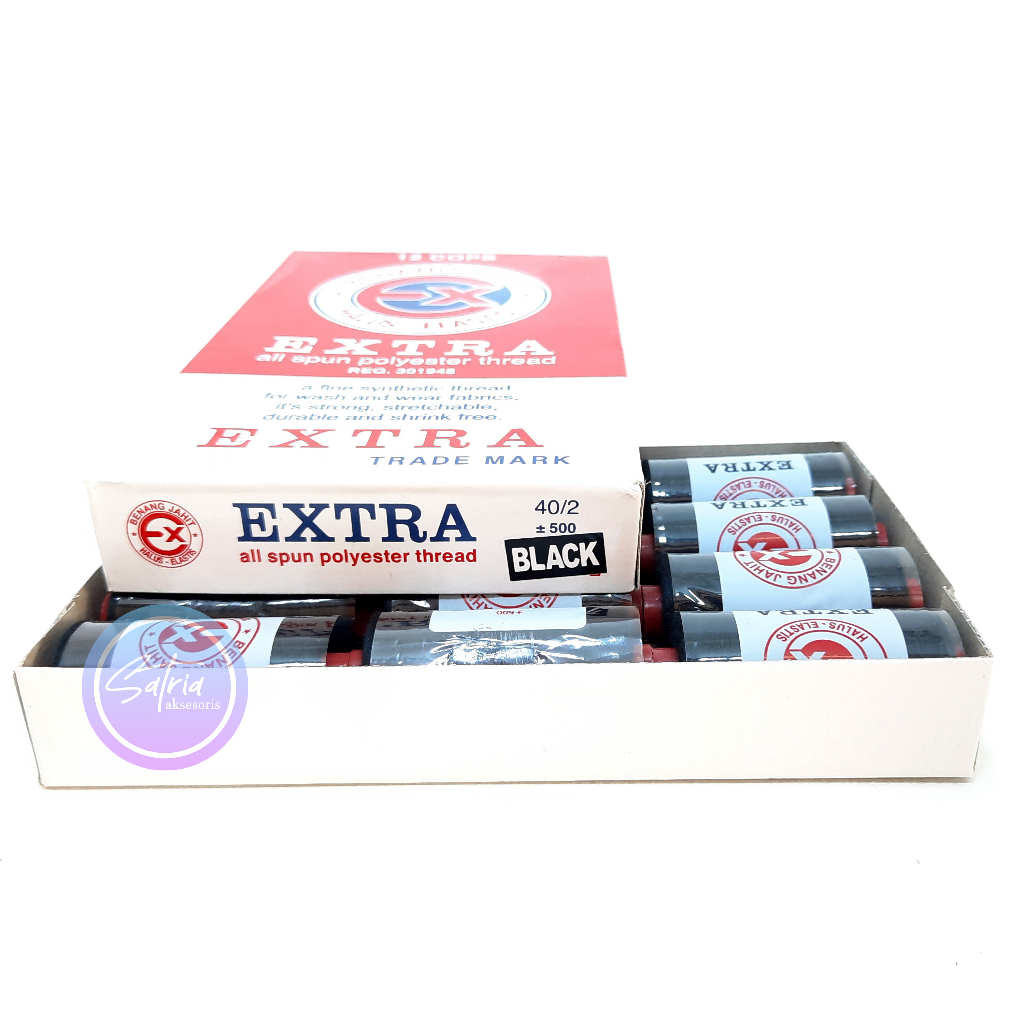 Benang jahit Extra 500 yard 12 Pcs HITAM