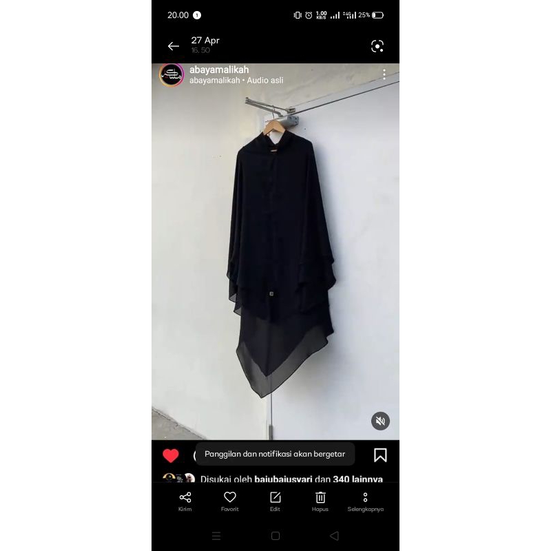 PRELOVED KHIMAR CHIFFON DOUBLE LAYER BRAND ABAYA MALIKAH