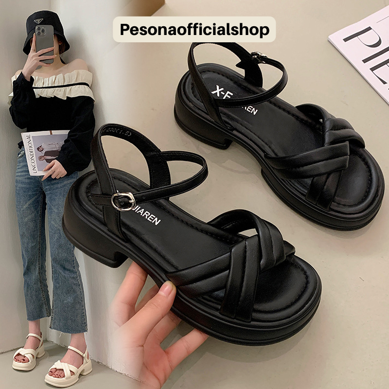 COD 667 POS Sandal Platfrom Tali Wegdes Wanita Premium