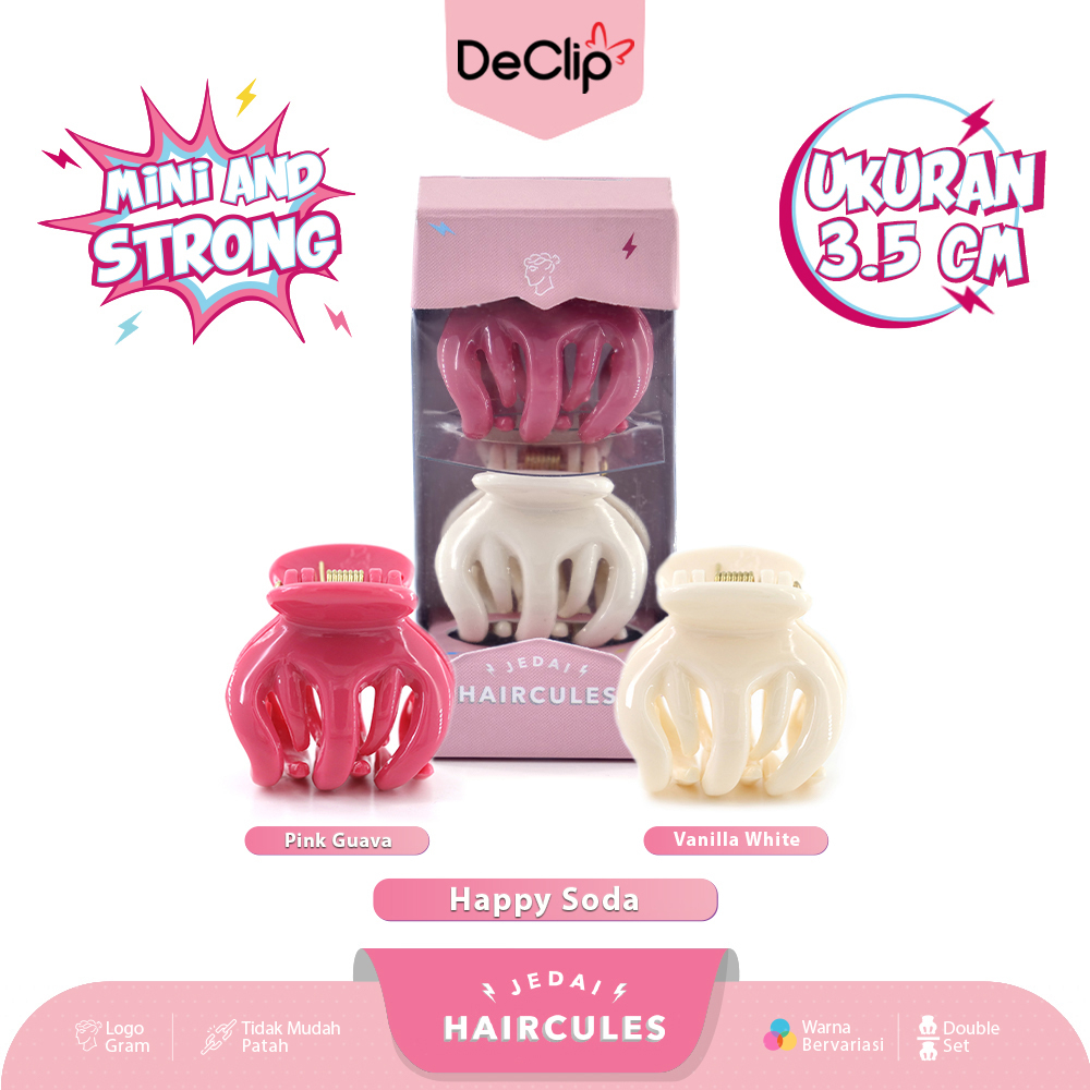 DeClip Jedai Haircules Gigi 5 Ukuran 3,5 cm Warna Happy Soda (isi 2pcs)