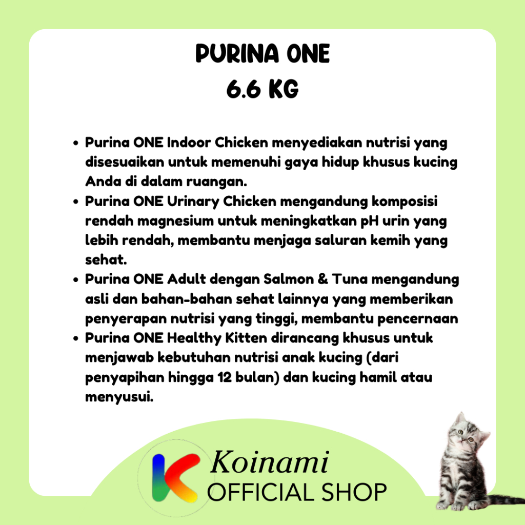 Purina One 6.6 Kg / Makanan Kucing / Kitten / Adult