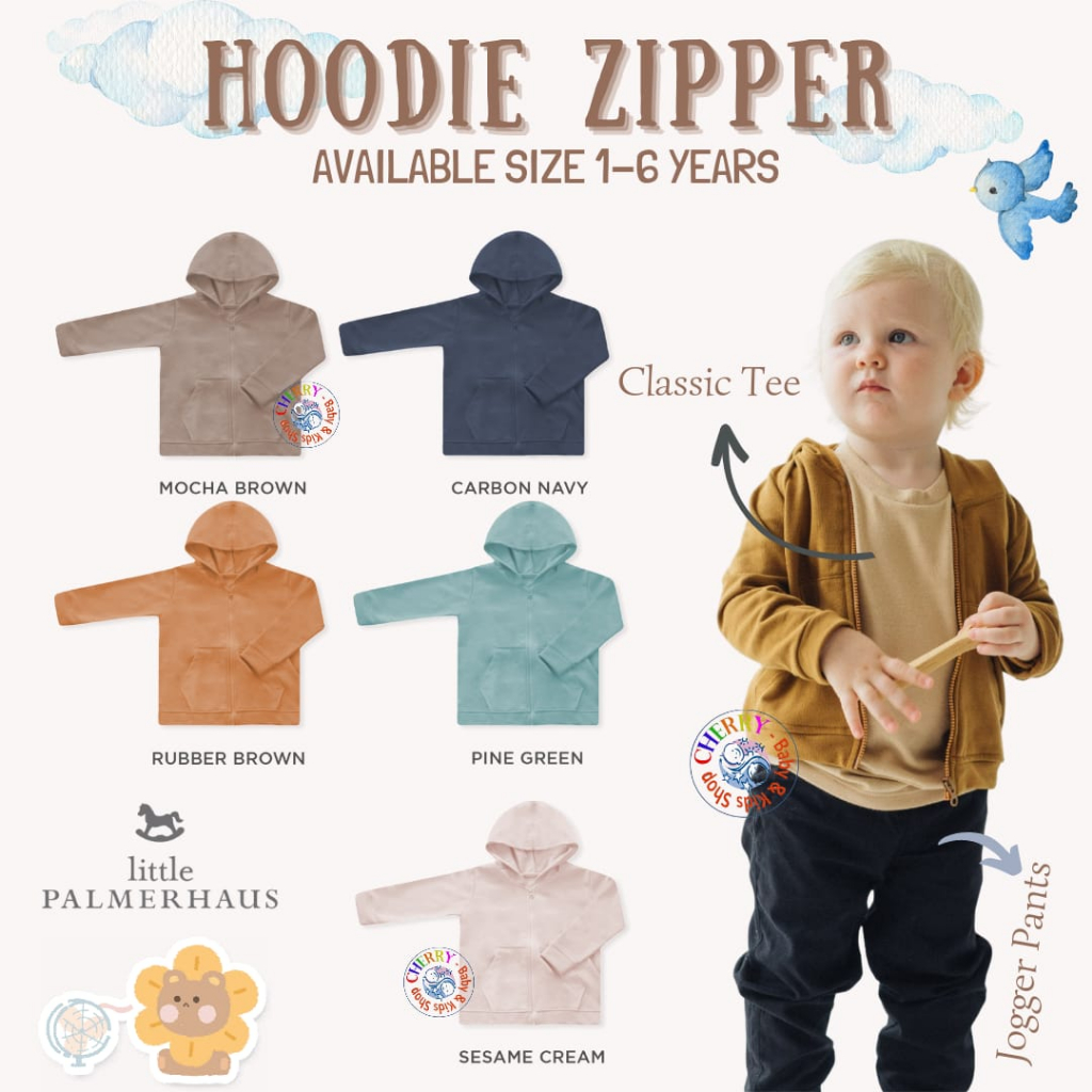 Little Palmerhaus Hoodie Zipper 1-6 Tahun Jaket Hoodie Resleting Anak CBKS