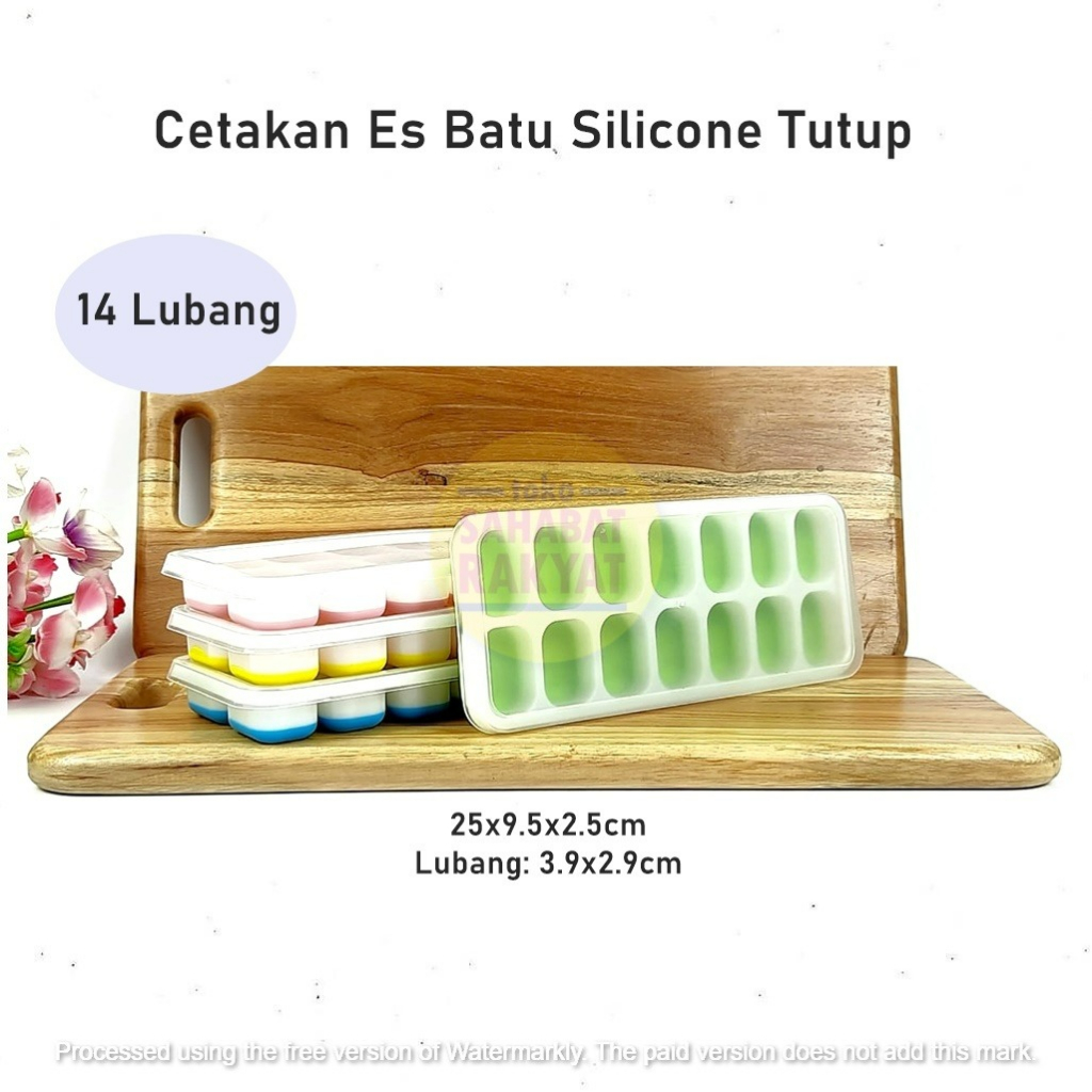 RML228I L-Cetakan Es Batu Silicone + Tutup Plastik 14 Lubang