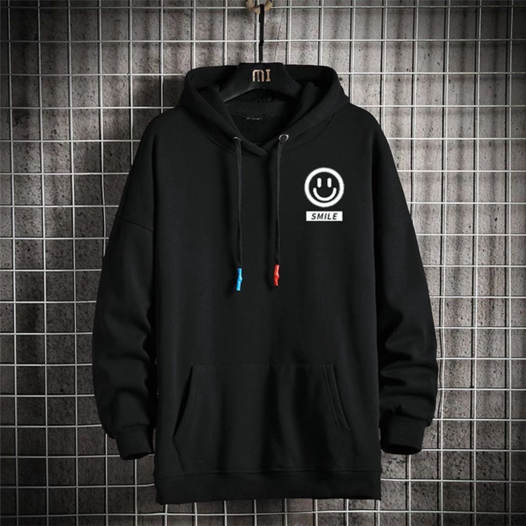 Hoodie LOGO SMILE Simple UNISEX Pria Wanita || Size L - XXL