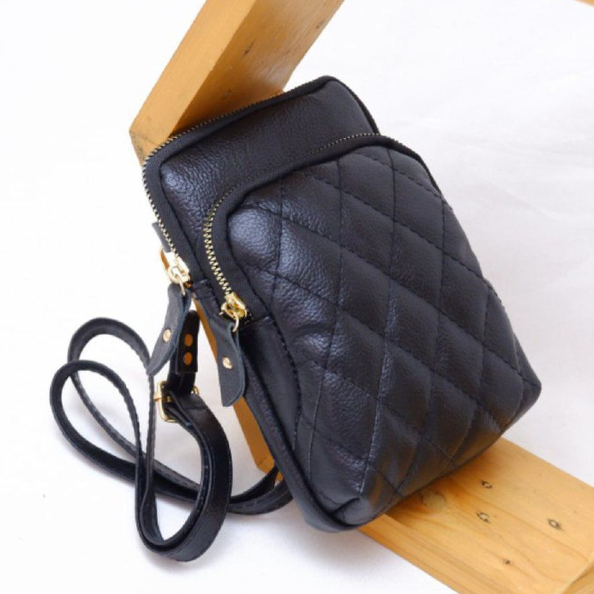Tas Kulit Asli Garut Tas HP Wanita Dompet HP Slempang Kulit Asli Tas Handphone Crossbody