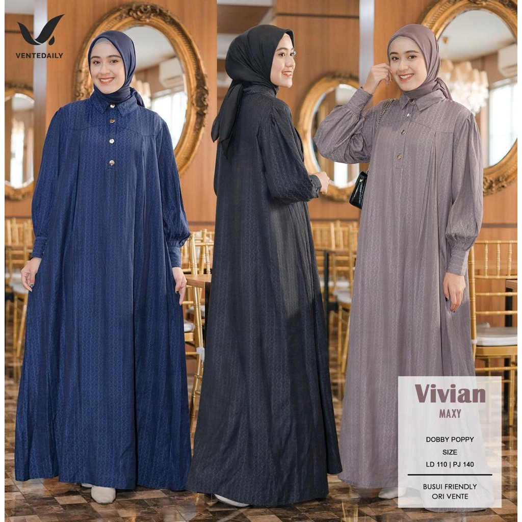 Dress Kondangan Korea Wanita Fashion Muslim Pesta Baju Wanita Lengan Panjang Long Dress Vintage LD 1