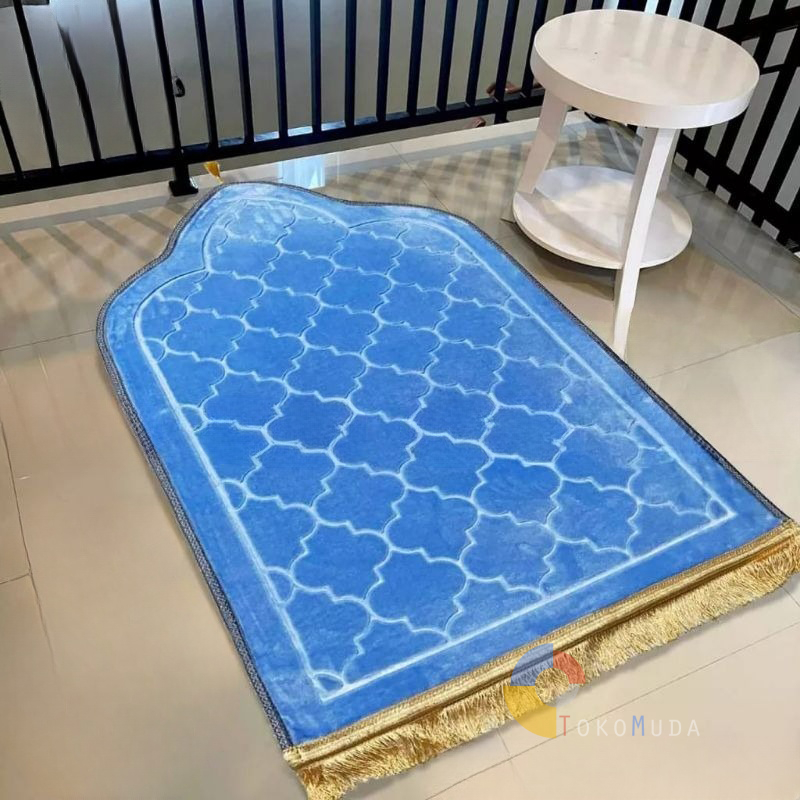 TOKOMUDA COD Sajadah Tebal Premium 70x110 Bulu Velvet Sajadah Turki Bentuk Kubah Motif  Embos