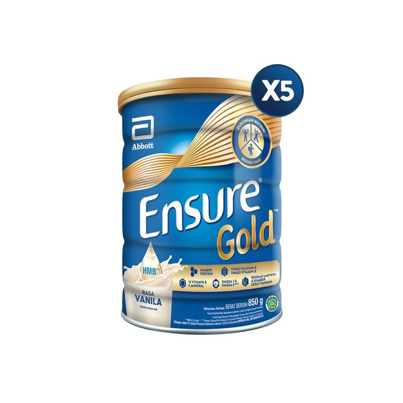 

Ensure Gold HMB Vanila 850 g - Susu Nutrisi Dewasa Rendah Laktosa - 5 pcs