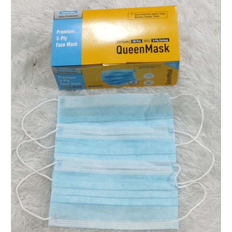 Maker 3 ply isi 50 pcs / Earloop Queen Mask biru / premium