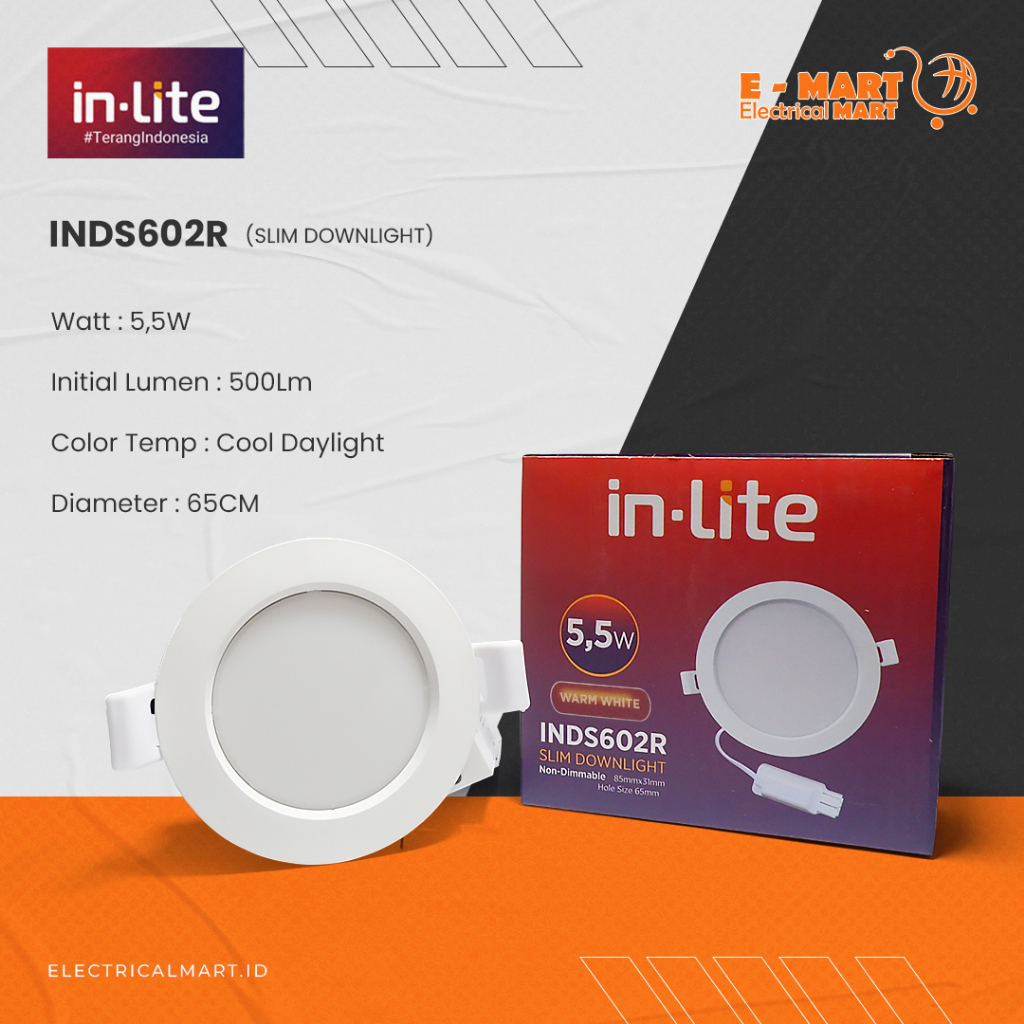 IN-LITE/INLITE LAMPU DOWNLIGHT LED PANEL COB SLIM 5.5W Watt BULAT INDS602R