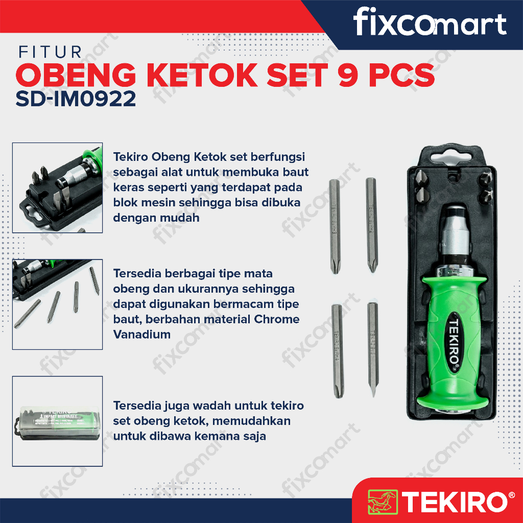 Tekiro Impact Driver / Tekiro Obeng Ketok Set 9 Pcs