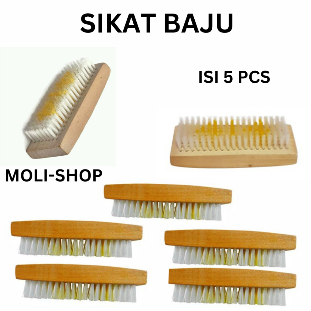 Sikat Serbaguna isi 5 Pcs, Sikat Baju/Pakaian Sikat Lantai/ WC kamar Mandi, Sikat Gagang Kayu