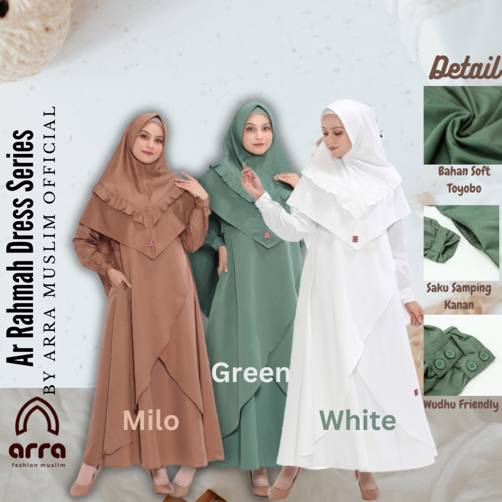 ARRA GAMIS DRESS WANITA MUSLIM DEWASA AYMAN DRESS LEBARAN G123