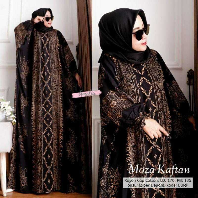 Terbaru MOZA Kaftan Unique Ori Jumbo Busui Resleting Depan Rayon GRADE A Bisa Cod