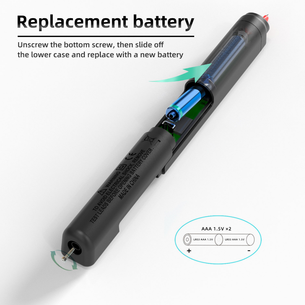 BSIDE Digital Multimeter Voltage Tester Pen LCD Screen 6000 Count - Z5 - Black