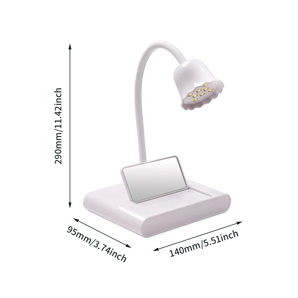 20W UV 8led Lotus Nail Lamp Extension Aksesoris Kuku Alat Pengering Kutek Standing UV Lamp Pengering Kutek Gel with Mirror