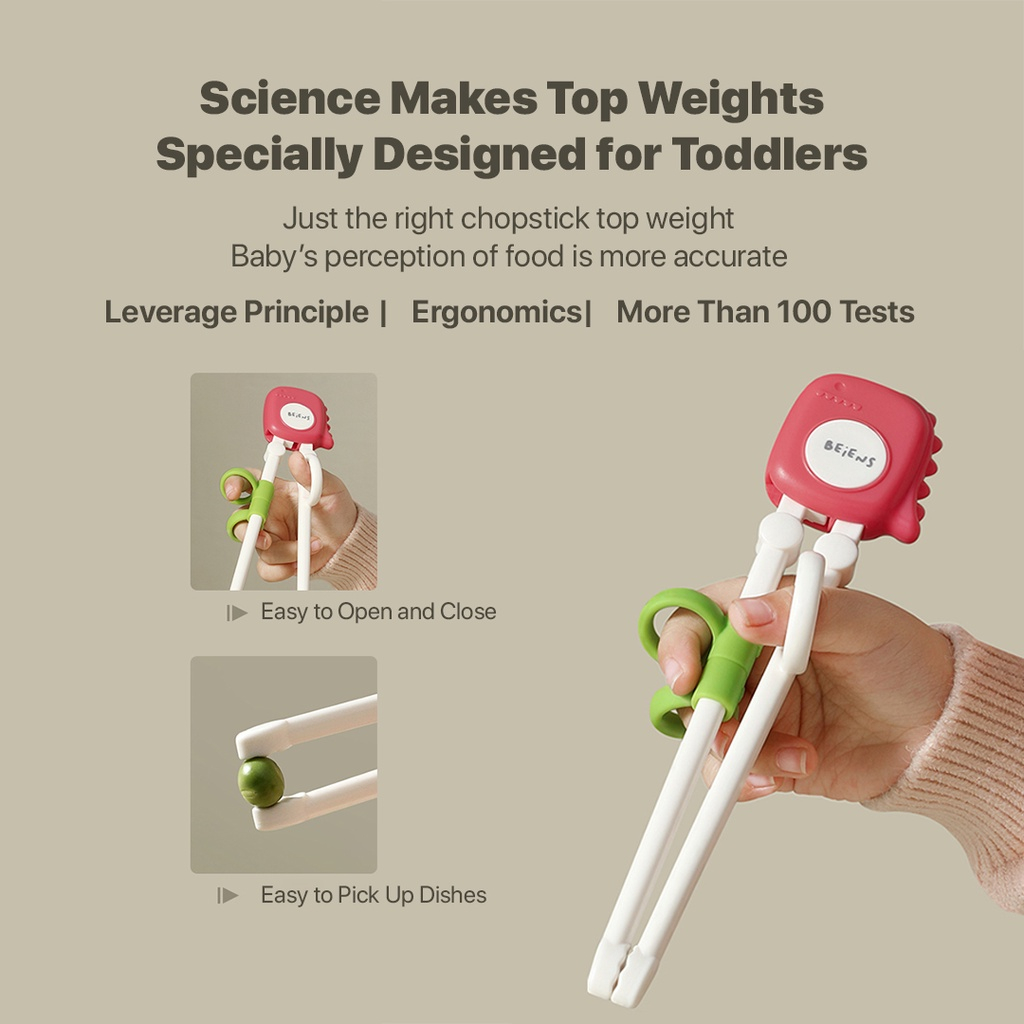 Sakumini X Beiens Baby Dino Chopstick Training Sumpit Belajar Makan Bayi Anak