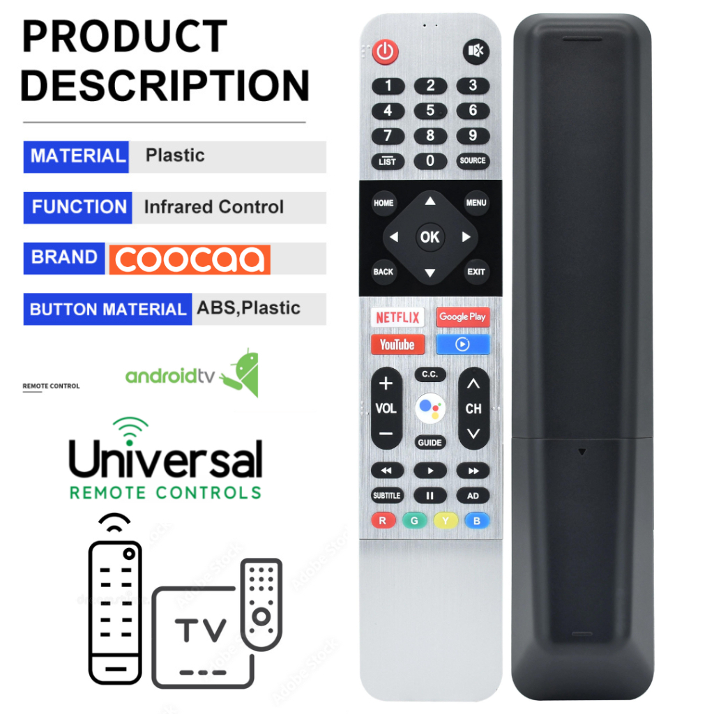 REMOTE SMART TV COOCAA SMART ANDROID TV UNIVERSAL 32 - 55 INCH RM465TR