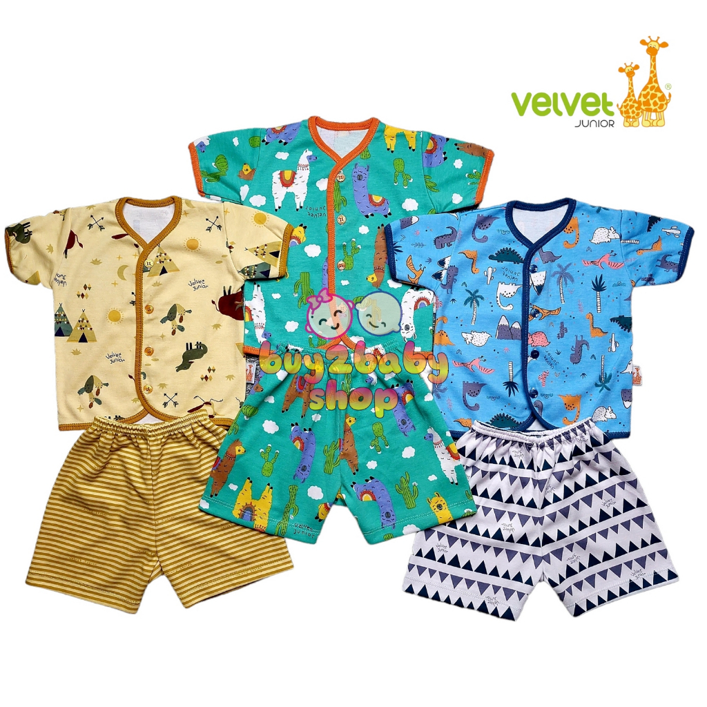 Velvet Junior terbaru baju bayi Setelan piyama pendek Newborn (baru lahir) 1 Setelan