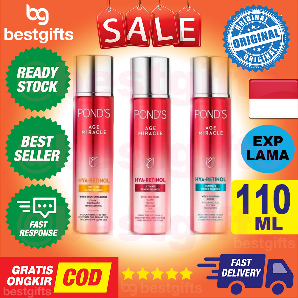 POND'S PONDS AGE MIRACLE HYA-RETINOL ULTIMATE RENEW HYDRA GLOW ESSENCE ANTI AGING LAWAN KULIT KERIPUT PADA WAJAH 110 ML