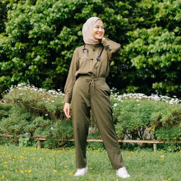 Baju Jaga MANDARIN LS - OLIVE Scrubs Theatre Blues Cardinal Panjang