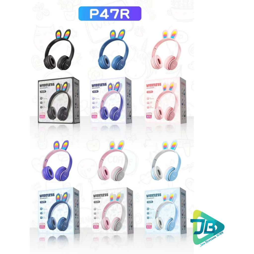 P47R CAT EARS HEADSET headphone Hf bando telinga kucing LED BANDO BLUETOOTH wireles RGB GAME HEADSET G-P47R LED WIRELESS super BASS JB8955