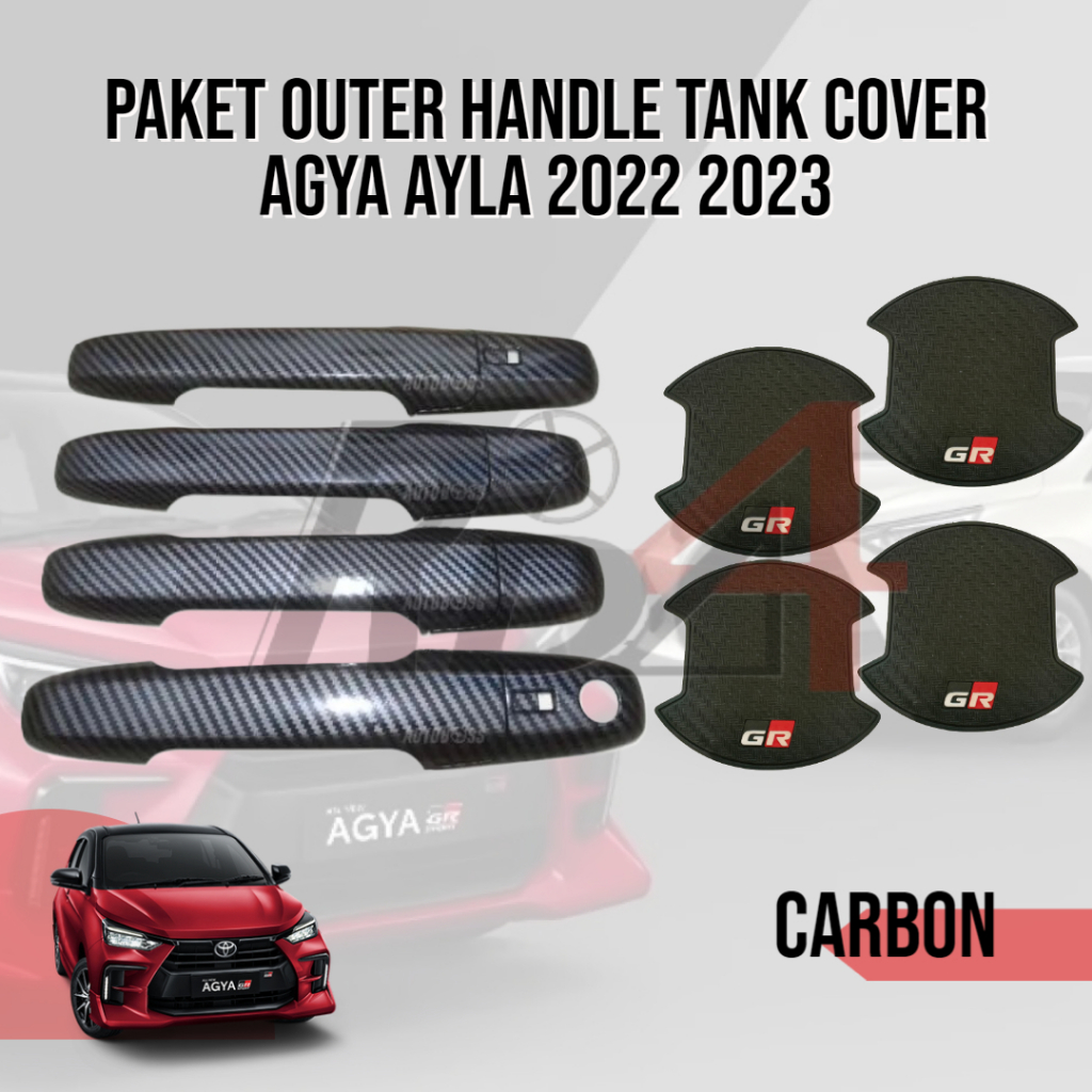 Paket Cover Handle Outer Pintu Tank Cover Mobil ALL NEW AGYA AYLA 2022 2023  2024 2025 GR SPORT Chrome Hitam Doff Carbon  Black