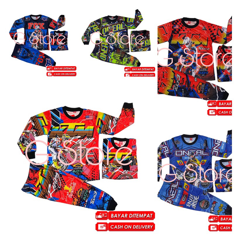 SETELAN ANAK BAJU MOTORCROSS / SETELAN JERSEY LENGAN PANJANG ANAK SEPEDA GUNUNG TERBARU / SETELAN BAJU BALAP ANAK / JERSEY BAJU BALAP LENGAN PANJANG ANAK