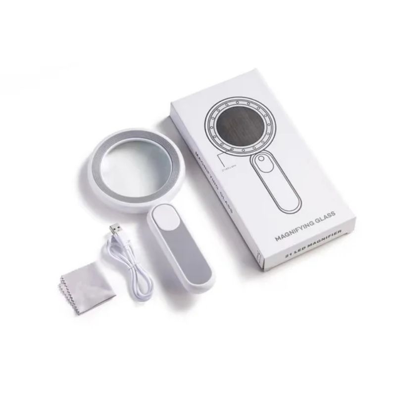 KACA PEMBESAR 21 LAMPU LED 3 WARNA LAMPU LENSA MAGNIFIER ZOOM