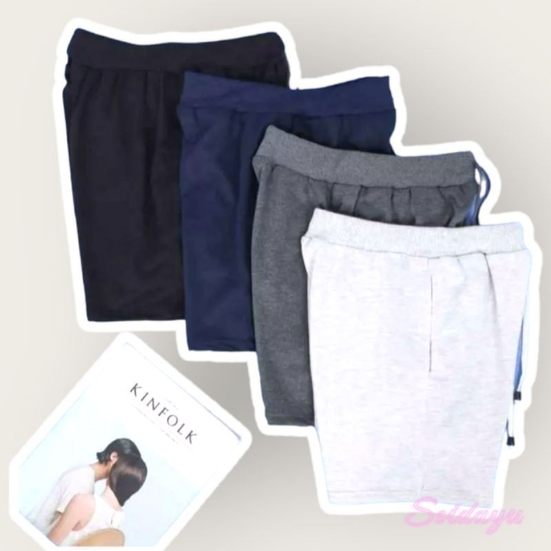 Celana Pendek Gym Pria Wanita/Bahan Babyterry Ukuran M-XXL