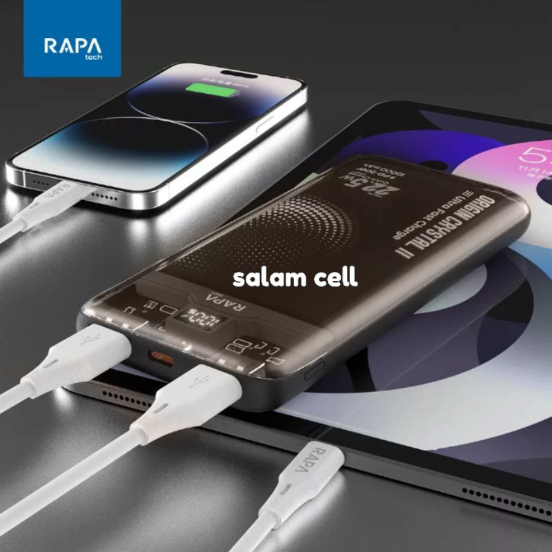 Powerbank RAPAtech PB2021 22,5W Super Fastcharge Led Bateray Original Rapa Pb2021 Garansi Resmi