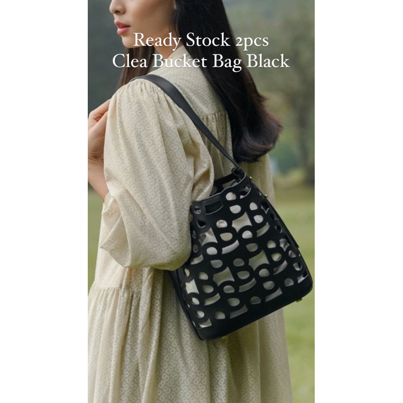 CLEA BAG BUTTONSCARVES WHITE BLACK TAS NEW BUKAN SECOND PRELOVED BEKAS