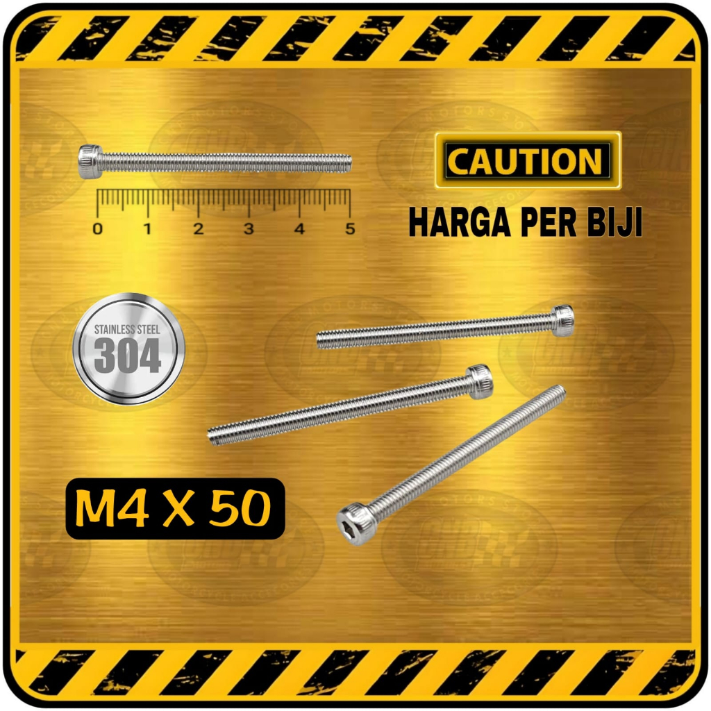 Baut L STAINLESS M4 x 50 || M4x50 ( Setara Baut Kunci 7 | Panjang 50 mm / 5 cm )