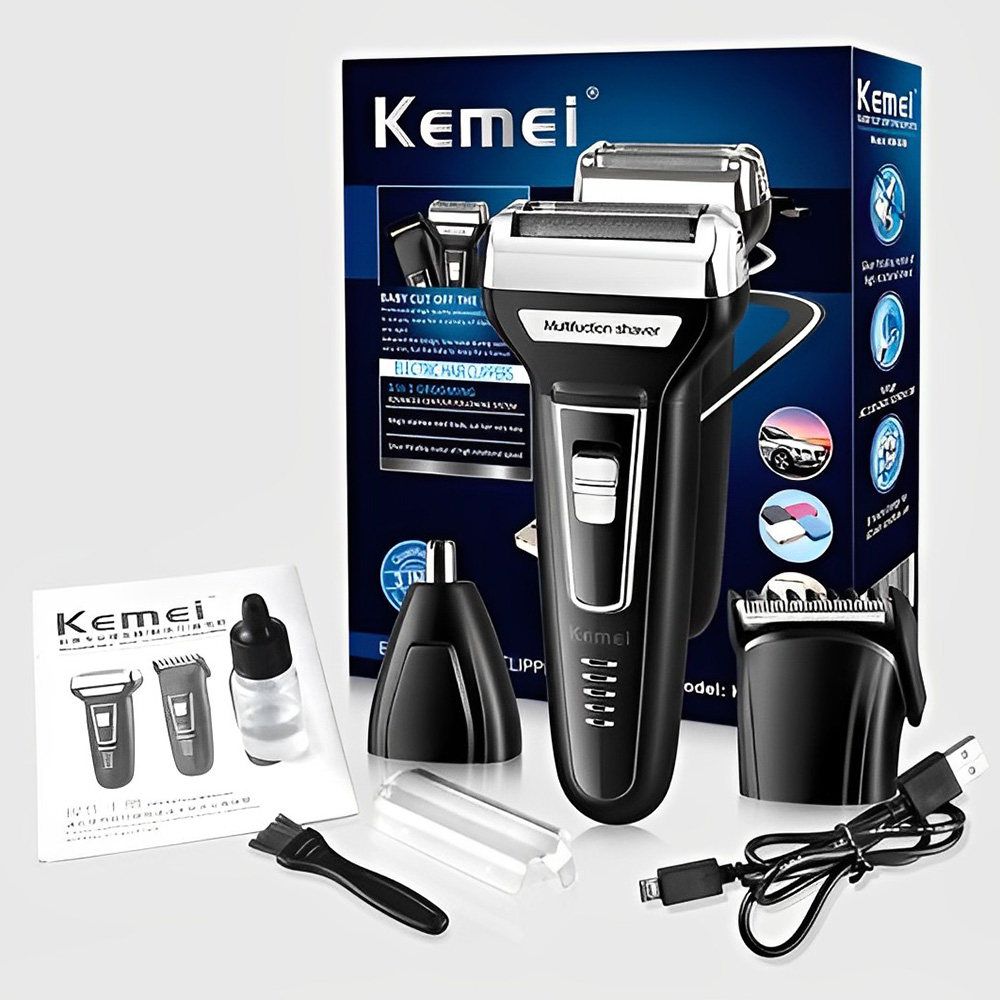 Electric Shaver 3in1 Hair Clipper Nose Trimmer Dual Blade USB Charging KEMEI KM-6558 &amp; KM-6331