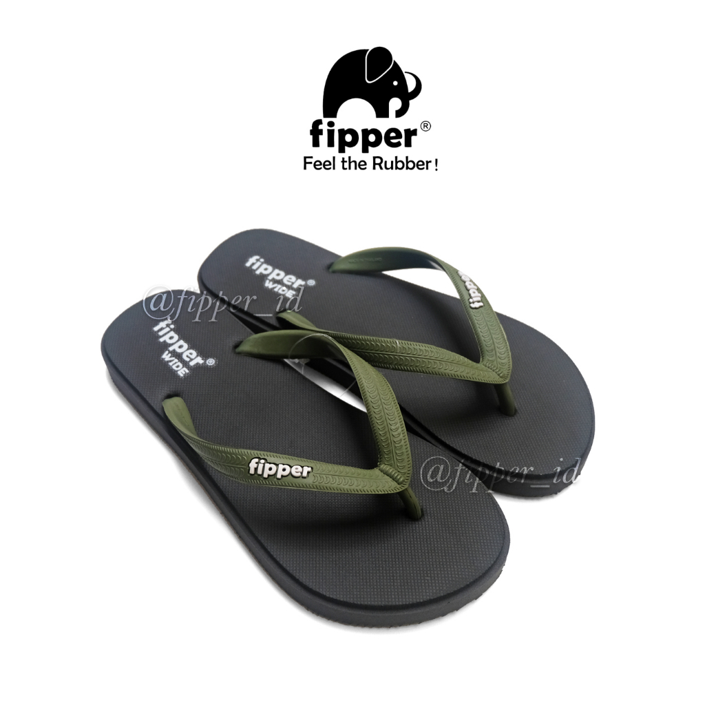 Fipper - Wide Black / Grey Dark / Green Army