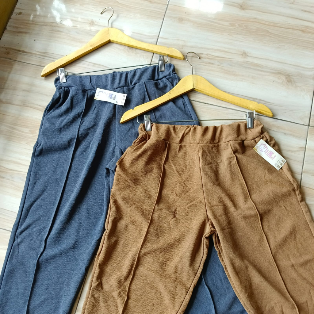 COD✅DOTY PANTS ~ REMAJA &amp; JUMBO fit BB 45 -9 0kg Ada / PAHA &amp; PINGGANG MELAR | Crepe Waffle TEBAL &amp; RINGAN celana panjang wanita/bawahan muslimah/kasual harian/super jumbo/XXXL/original