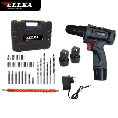 Termurah  Mesin Bor Tangan 12volt Bor Baterai ELLKA Cordless Drill 12volt Mesin Bor Tangan Portable 