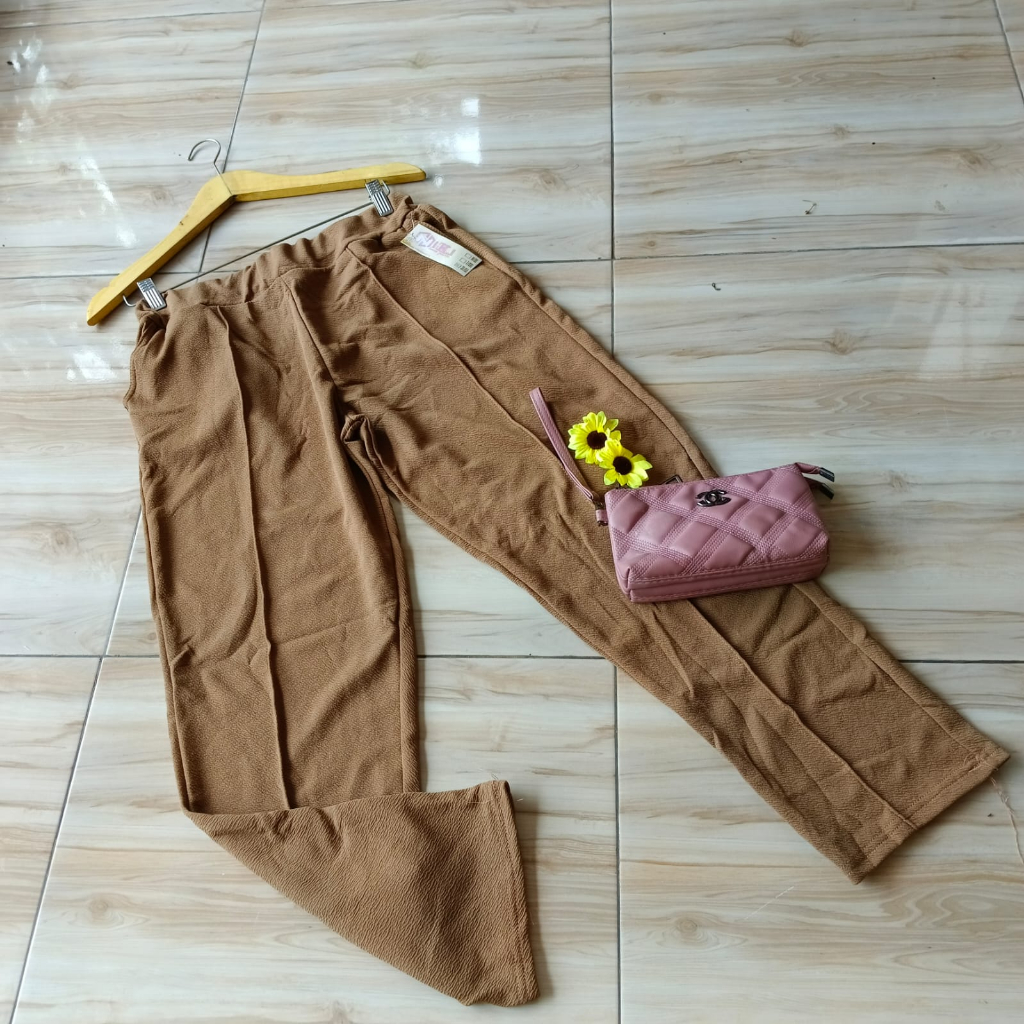 DOTY PANTS KASUAL/KERJA HARIAN ~ MELAR NYAMAN | COD✅ All Size 40kg - 80kg Ready / M-XL &amp; XXL-4L / Crepe Waffle Tebal Ringan celana panjang wanita/kantor karyawan/big size XXXL/super jumbo/bawahan muslimah