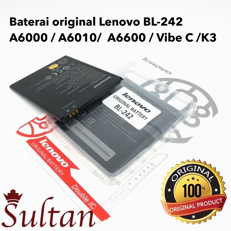 GROSIR BATERAI ORIGINAL LENOVO BL242 A600 A6010 Double ic