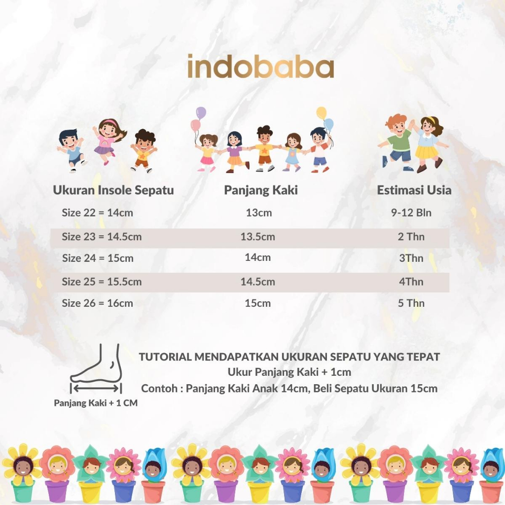 indobaba Sepatu Anak Perempuan Sneakers Anak Import Sintetis Casual Premium 1-5 Tahun S167