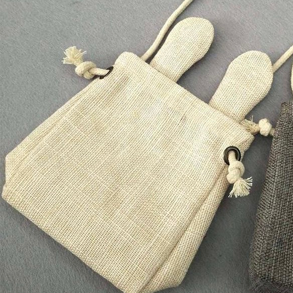 TAS SELEMPANG KELINCI LUCU / TAS KANVAS KELINCI / TAS SELEMPANG LINEN / TAS KELINCI LINEN