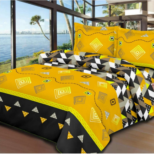 Sprei Set JUMBO 240x200 Katun BONITA/Sprei JUMBO Motif-Abstrak Kuning