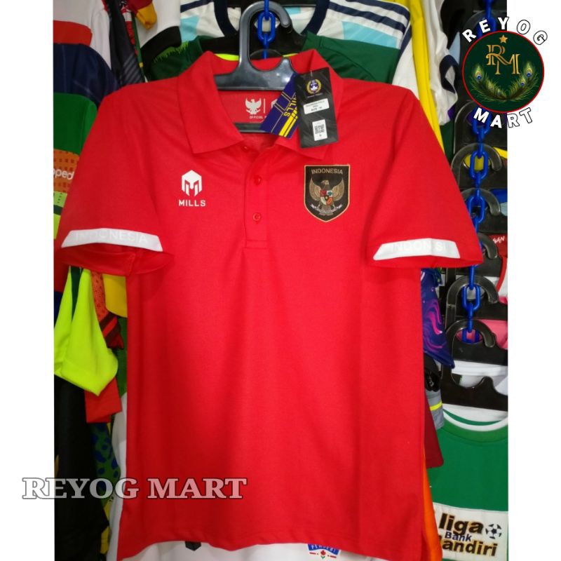 KAOS POLO TIMNAS INDONESIA HOME MERAH 2023 - 2024 GRADE ORI PREMIUM GO MILLS